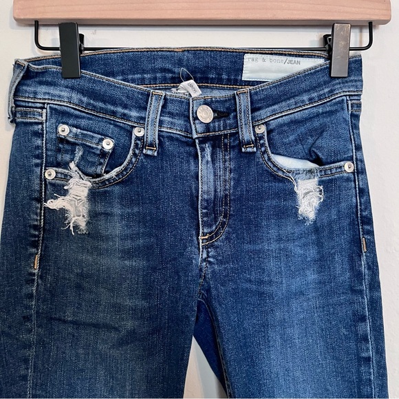 Rag & Bone Women's Distressed Skinny Jean Size 24 Blue Pockets Classic - Picture 2 of 13